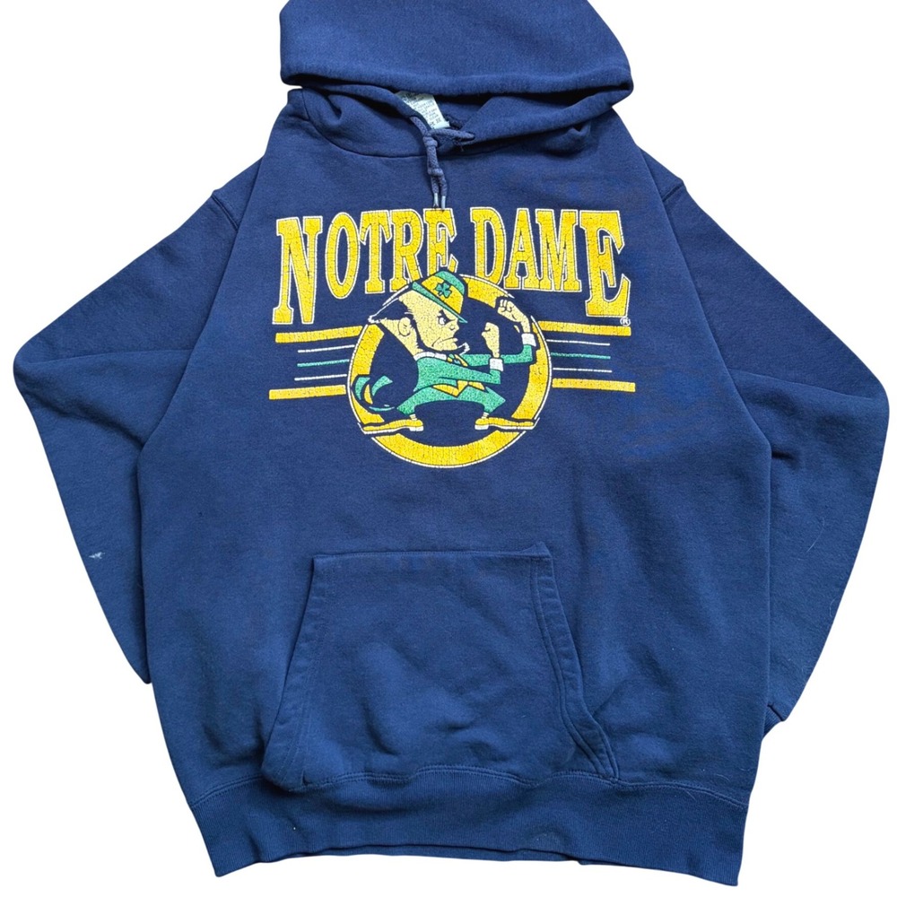 Vintage Galt Sand Notre Dame Fighting Irish Hoodie Navy Blue 90s Made in USA L